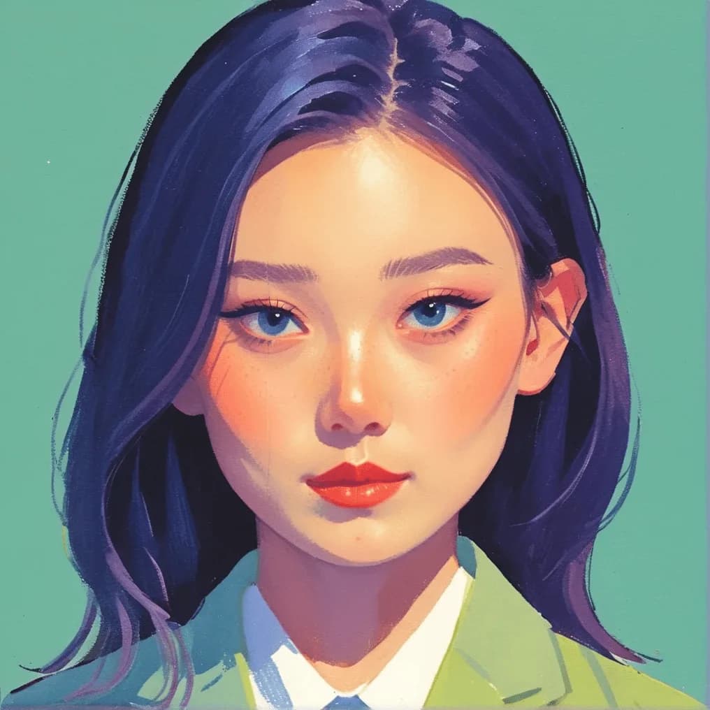 Painted Illustration - Hand-painted style character art with artistic brush strokes